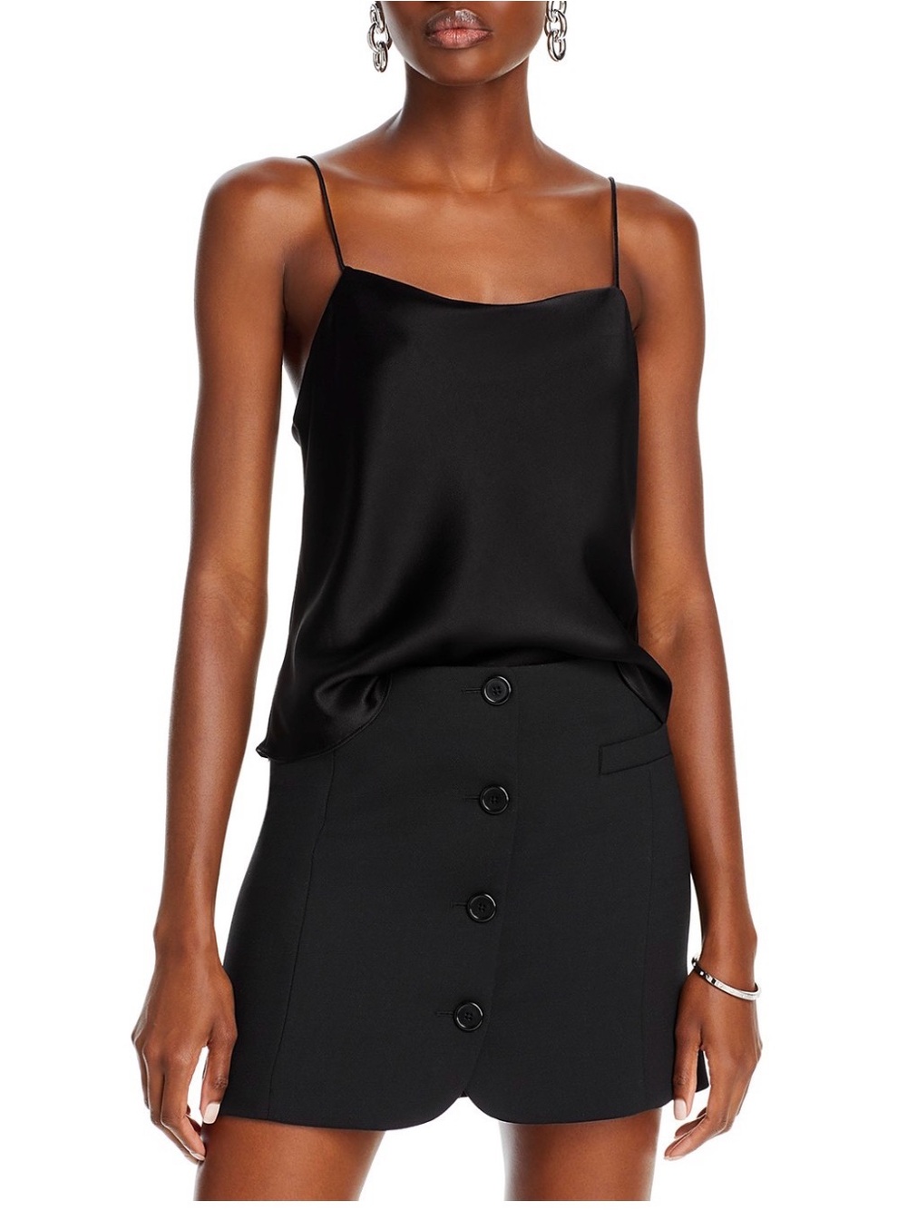 Alice + Olivia Harmon black satin Camisole